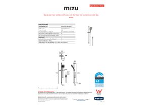 Specification Sheet - Mizu Soothe Single Rail Shower 3 Function with Wall Water Inlet Brushed Gunmetal (5 Star)