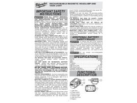 User Manual - Milwaukee Internal Rechargeable Headlamp 450 Lumen