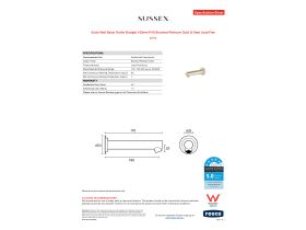 Specification Sheet - Scala Wall Basin Outlet Straight 160mm PVD Brushed Platinum Gold (5 Star) Lead Free