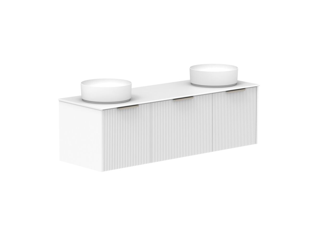 Supporting Image 2- Kado Neue Fluted Square All Drawer 1500mm Wall Hung Vanity with Double Basin Durasein 12mm Top Ultra White
