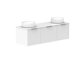 Supporting Image 2- Kado Neue Fluted Square All Drawer 1500mm Wall Hung Vanity with Double Basin Durasein 12mm Top Ultra White