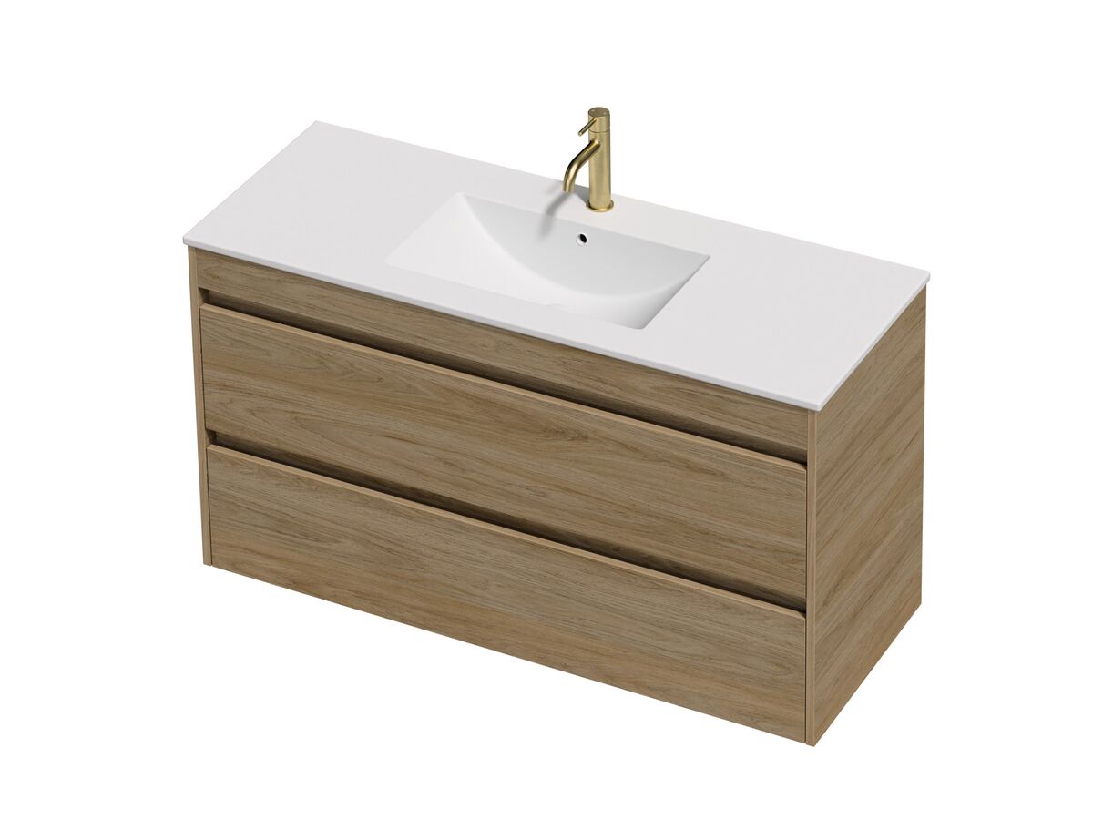 Posh Domaine Twin 1200 2 Drawer Wall Hung Colour Console Top Matte White