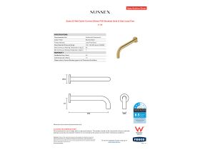 Specification Sheet - Scala 25 Wall Outlet Curved 250mm PVD Brushed Gold (3 Star) Lead Free