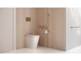 In Situ - Mizu Commercial Bathroom - 450 x 450 x 90 Degree Ambulant Toilet Grab Rail Left Hand - Brushed Brass
