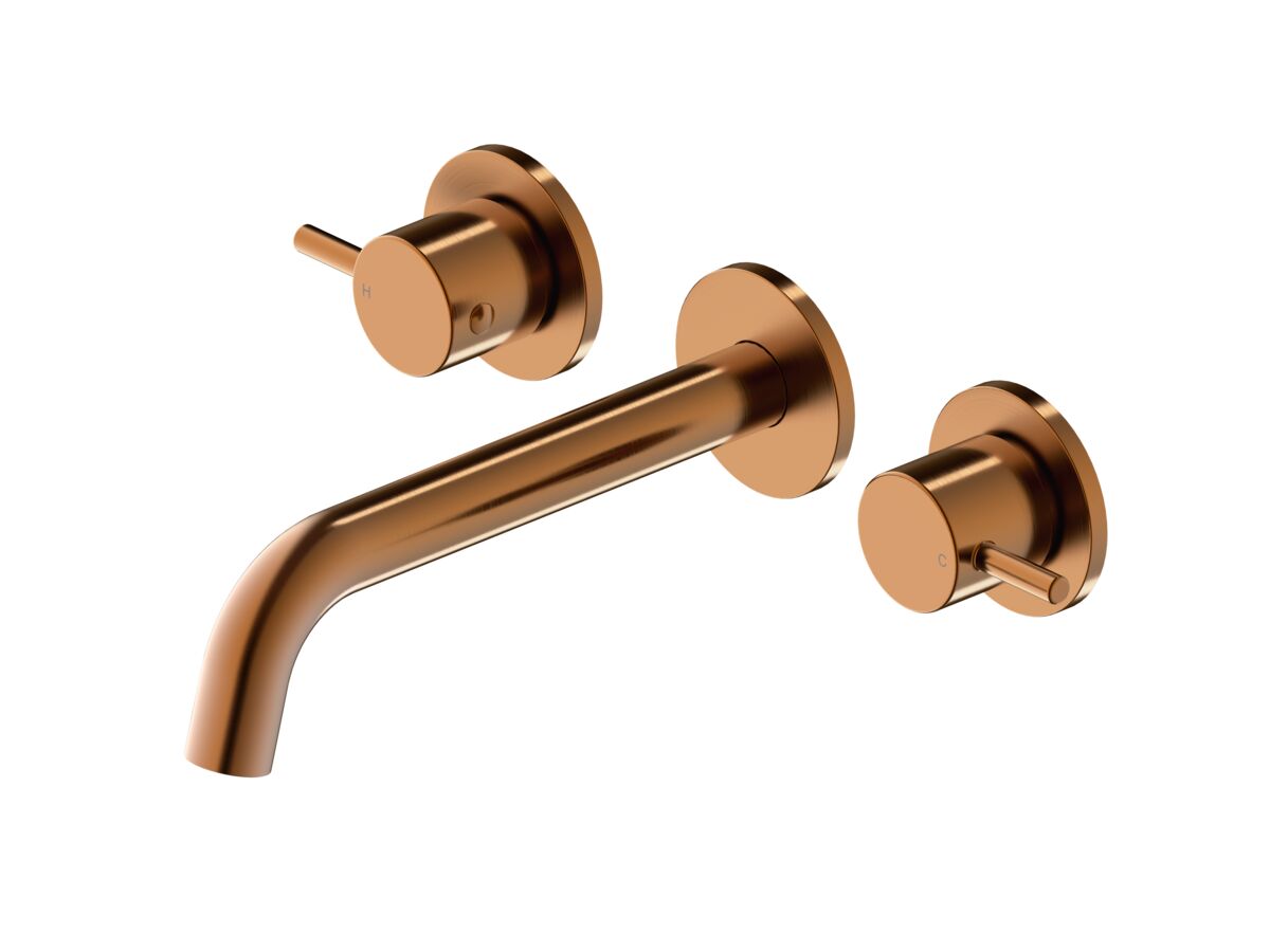 Hero - Mizu Drift Wall Basin / Bath Set with Curved Spout 200mm Brushed Bronze (6 Star) Lead Free