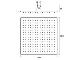 Technical Drawing - Mizu Bloc Overhead Shower 300mm (3 Star)