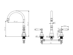 Milli Voir Hob Kitchen / Spa Set Lever Handle with Porcelain Handles (4 Star)