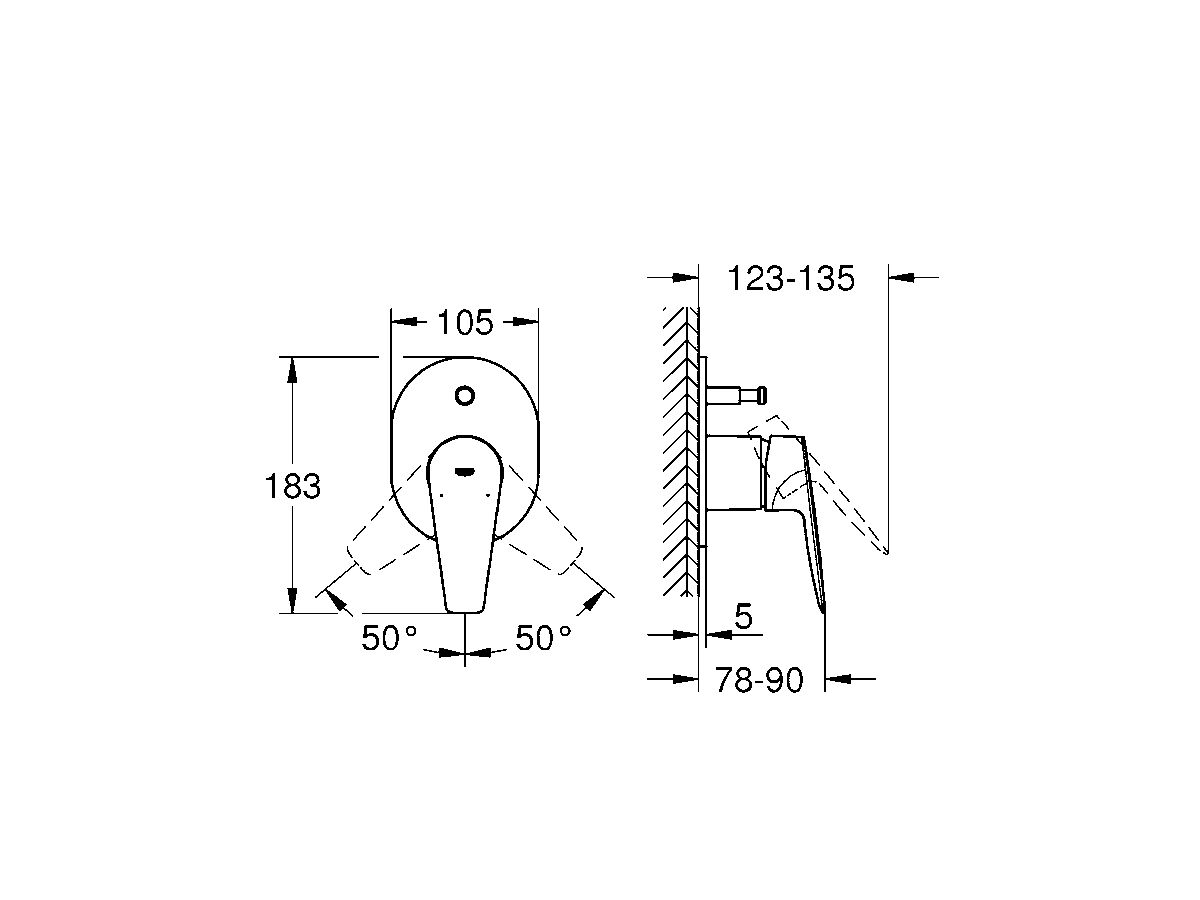 GROHE Bauedge New Shower Mixer with Diverter Trimset