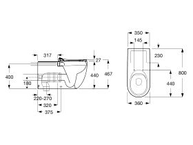Meridian 800 Rimless Back to Wall Pan with Single Flap Seat (4 Star)