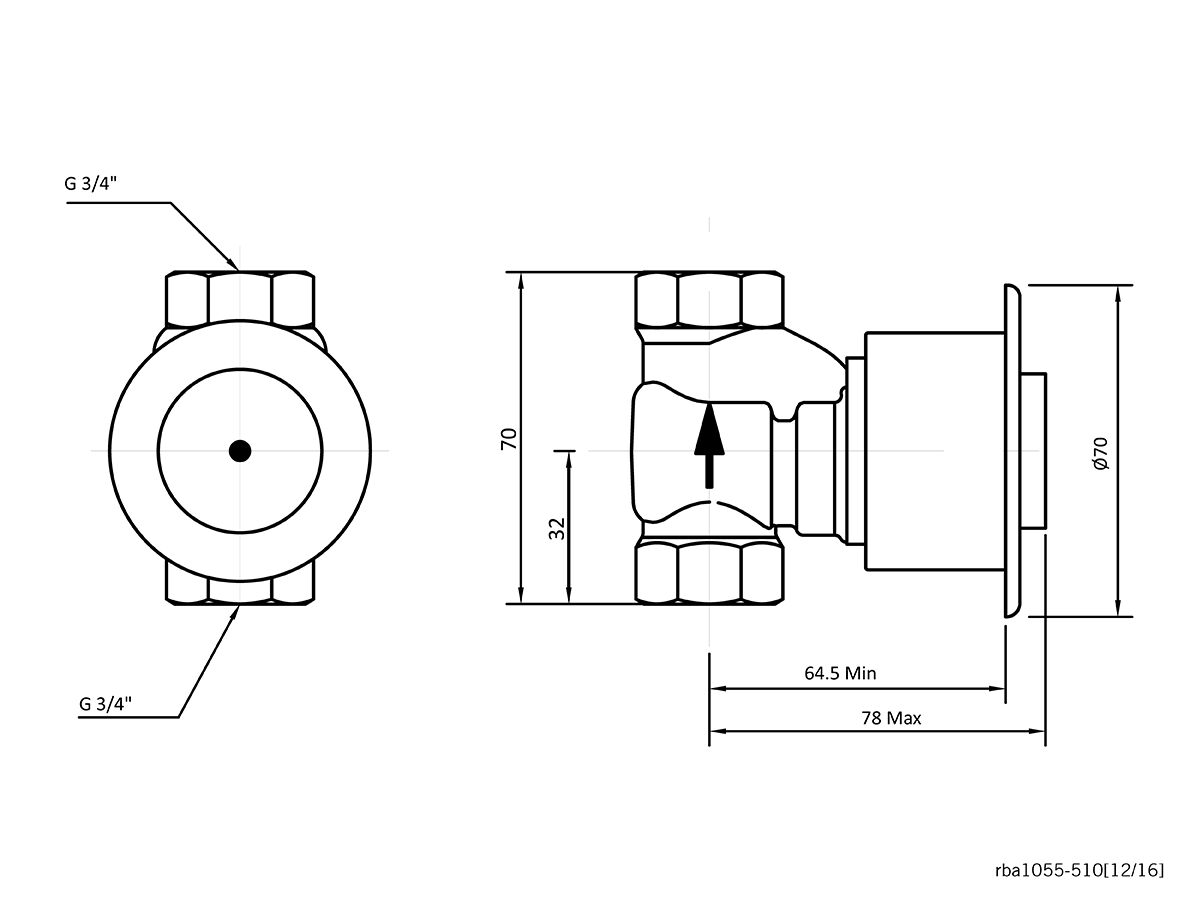 RBA Short Run Shower Valve 10 Seconds Chrome