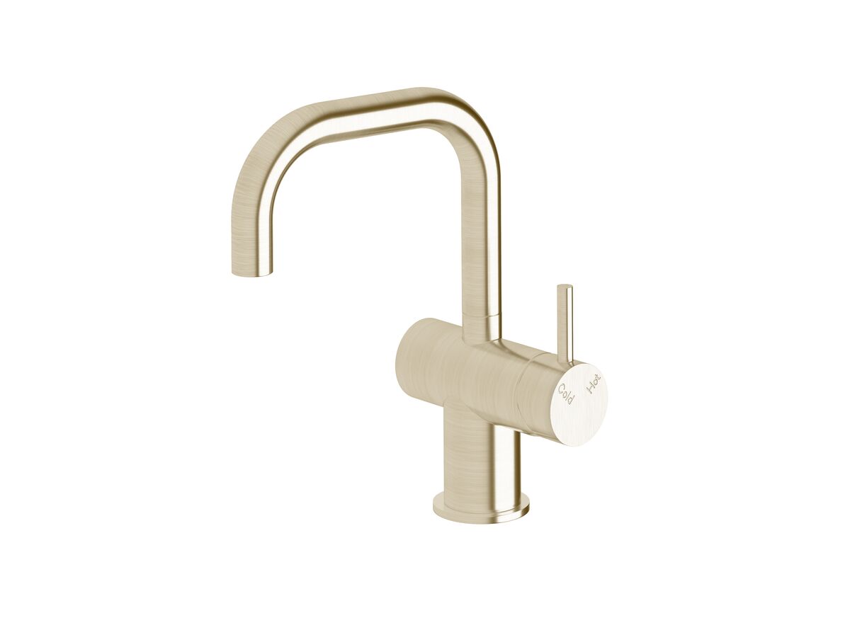 Sussex Scala Basin / Sink Mixer Tap Small Square Right Hand LUX PVD Brushed Platinum Gold (4 Star)