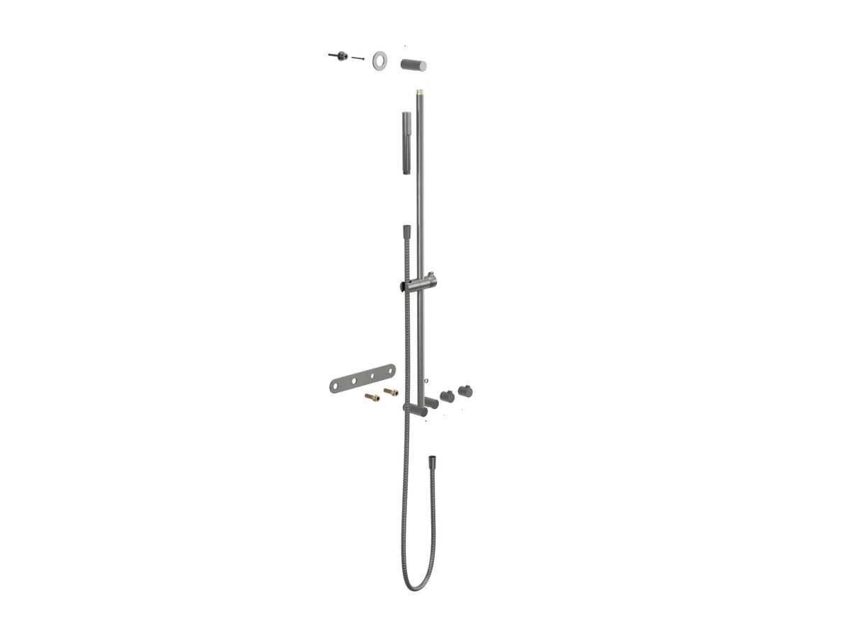 Supporting Image - Faucet Strommen Vara Fin Wall Set with Single Rail Shower Tap System Kit Brushed Graphite (3 Star) Lead Free
