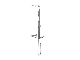 Supporting Image - Faucet Strommen Vara Fin Wall Set with Single Rail Shower Tap System Kit Brushed Graphite (3 Star) Lead Free