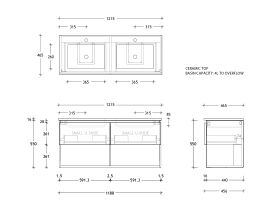 Posh Domaine Shelf All-Drawer 1200 Double Wall Hung Ceramic
