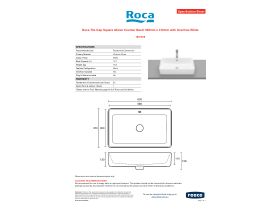 Specification Sheet - Roca The Gap Square Above Counter Basin 600mm x 370mm With Overflow White
