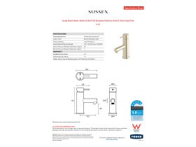 Specification Sheet - Scala Basin Mixer 90mm Outlet PVD Brushed Platinum Gold (5 Star) Lead Free