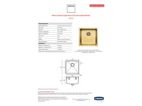 Specification Sheet - Memo Zenna Single Bowl Sink Nanoplated Brass