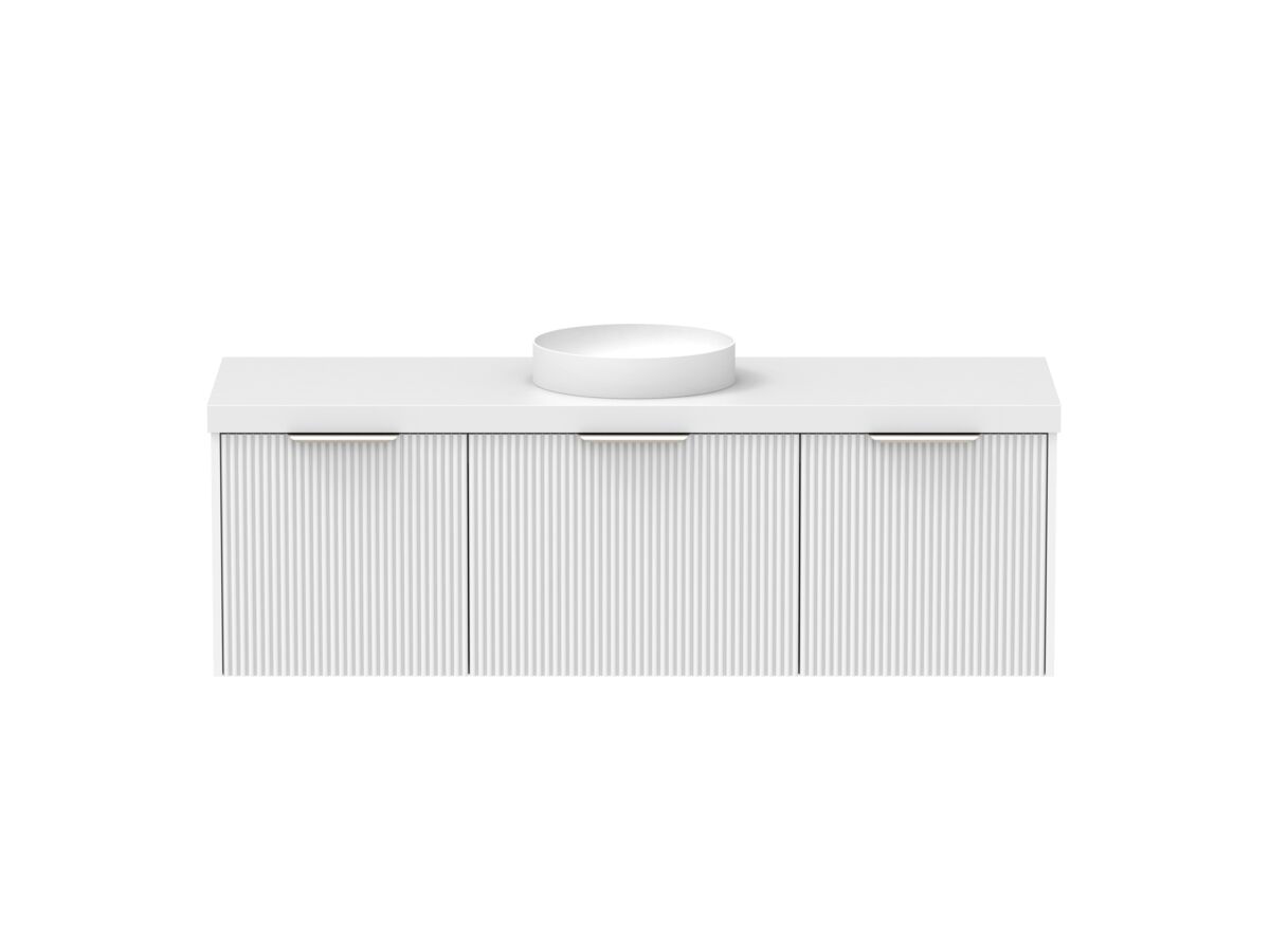 Supporting Image - Kado Neue Fluted Square All Drawer 1500mm Wall Hung Vanity with Centre Basin 50mm Top Ultra White