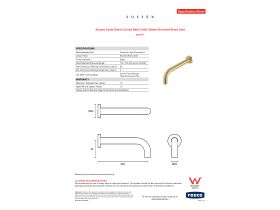 Specification Sheet - Sussex Scala 25mm Curved Bath Outlet 200mm Brushed Brass Gold