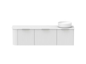 Supporting Image - Kado Neue Fluted Single Curve All Drawer 1650mm Wall Hung Vanity with Right Hand Basin Durasein 12mm Top Ultra White