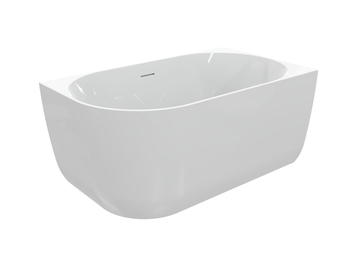Supporting Image 2 - Posh Solus Back to Corner Freestanding Bath 1300mm Right Corner with Overflow Gloss White - Perspective View