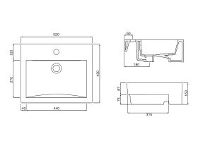 Posh Solus Semi Recessed Basin (New) 520 x 430mm 1 Taphole White