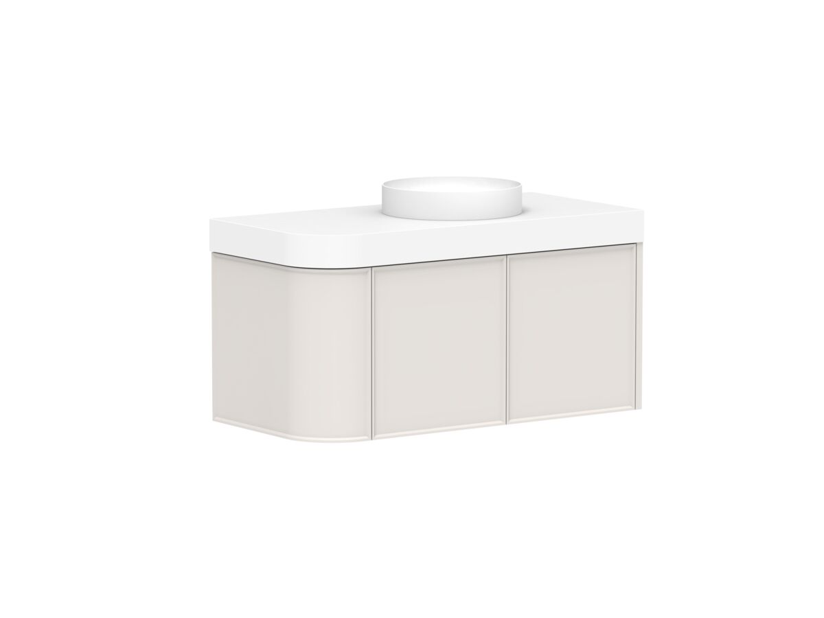 Supporting Image - Kado Era Single Curve All Door 1050mm Wall Hung Vanity Centre Basin 90mm Durasein Top Feather Grey
