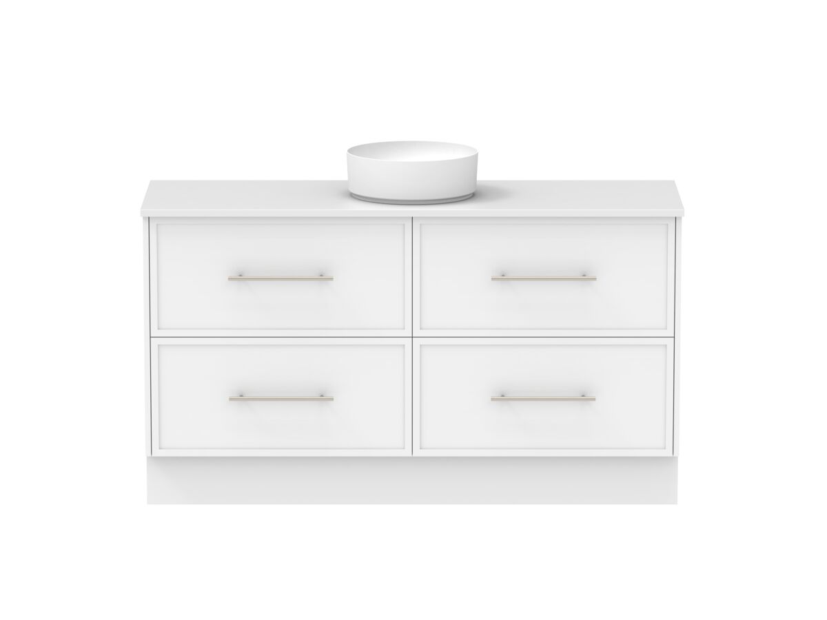 Hero - Kado Lux 1500mm All Drawer Floor Mounted Vanity Unit 4 Drawers Centre Bowl Vanity 20mm Top Shaker