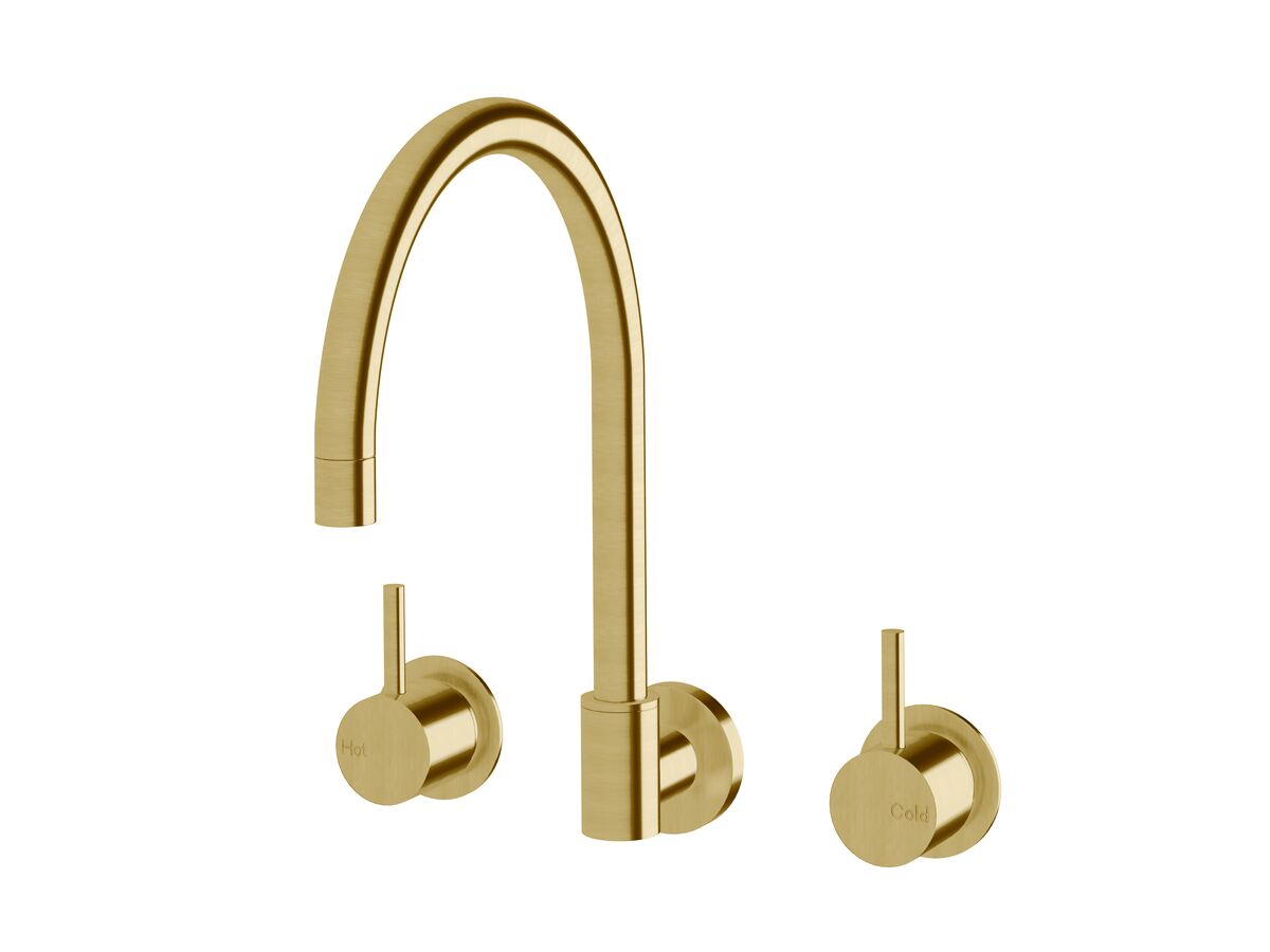 Hero - Sussex Scala Wall Sink Set Curved LUX PVD Brushed Pure Gold (3 Star)