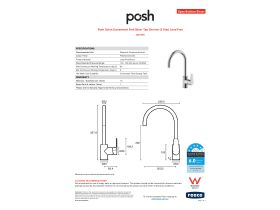 Specification Sheet - Posh Solus Gooseneck Sink Mixer Tap Chrome (5 Star) Lead Free