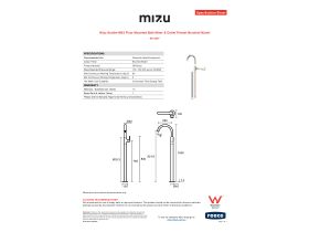 Specification Sheet - Mizu Soothe MK2 Floor Mounted Bath Mixer & Outlet Trimset Brushed Nickel