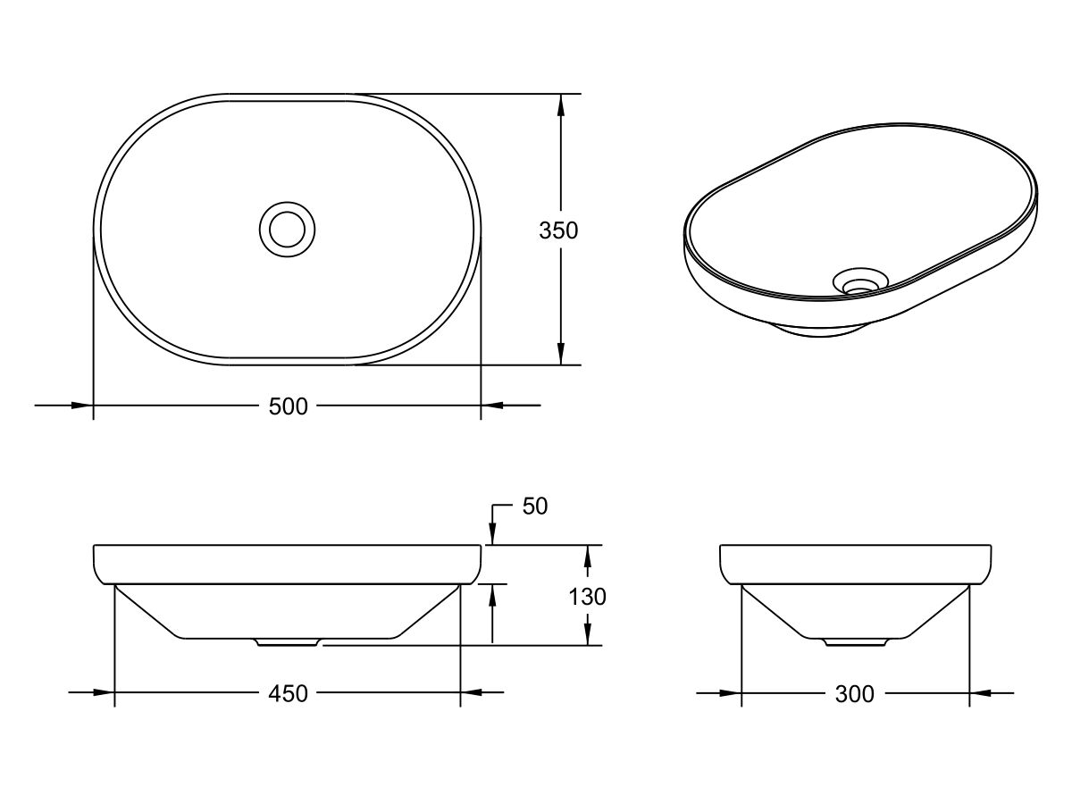 Venice 500 Semi Inset Basin Solid Surface