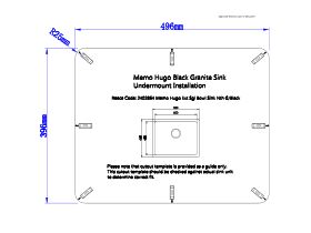 Cut Out Template (Undermount) - Memo Hugo Extended Single Bowl Sink No Taphole Granite Black