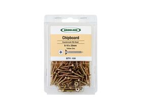 Bridgland Counter Sunk Screw Chipboard Yellow Zinc 8-10 x 25mm (100)