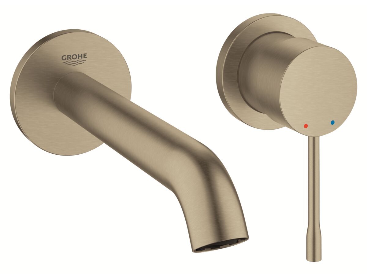 GROHE Essence New Wall Basin Mixer 180mm Brushed Nickel (5 Star)