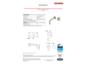 Specification Sheet - Sussex Pure Progressive Wall Basin Mixer Tap System 160mm with Diamond Textured Handle PVD Brushed Nickel (3 Star)