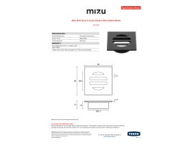 Specification Sheet - Mizu Drift Drop In Grate Square 50mm Matte Black