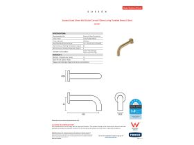 Specification Sheet - Sussex Scala 25mm Wall Outlet Curved 160mm Living Tumbled Brass (6 Star)