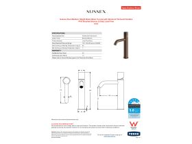 Specification Sheet - Sussex Pure Medium Height Basin Mixer Curved with Diamond Textured Handles PVD Brushed Bronze (5 Star) Lead Free