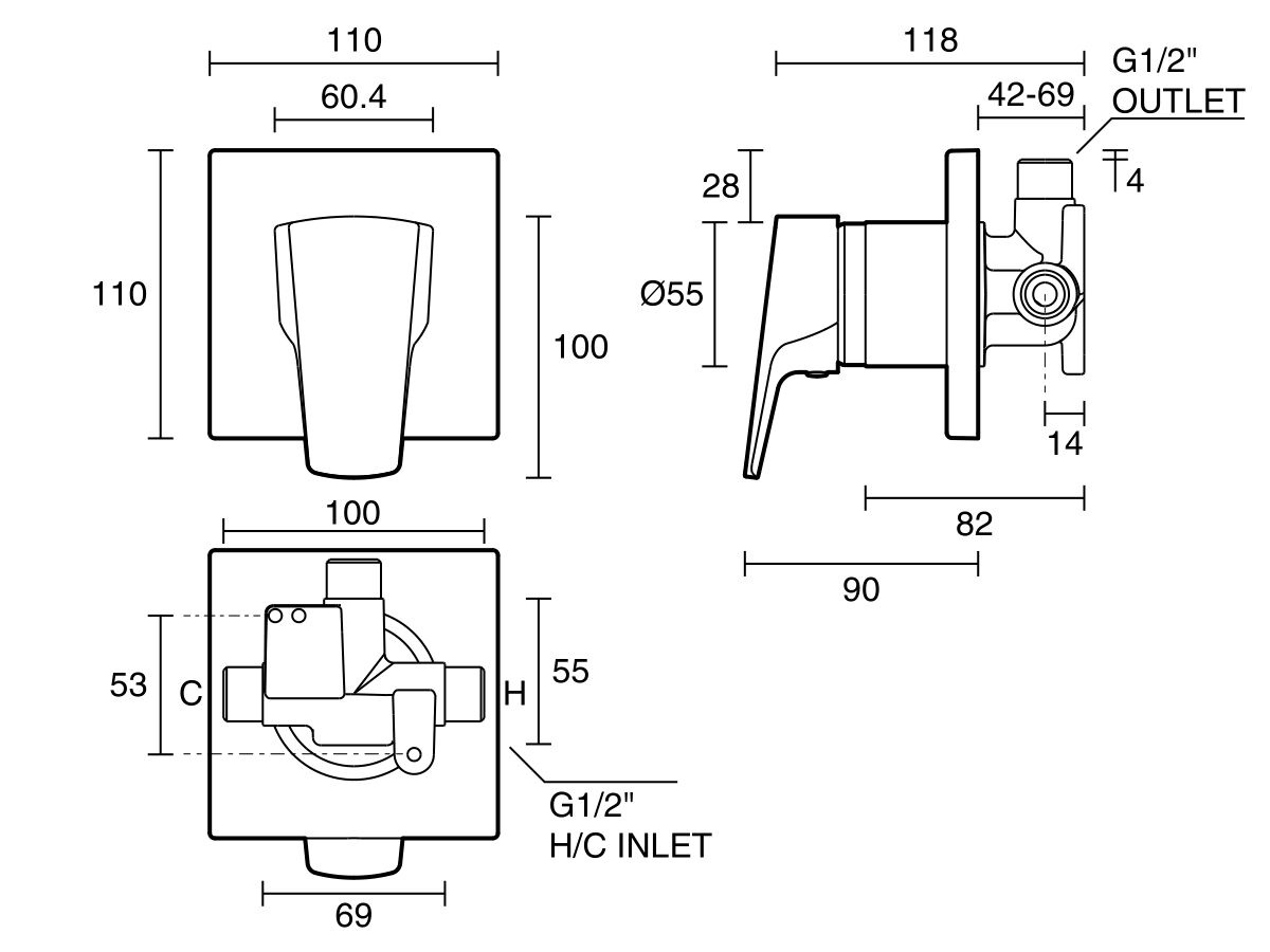 Voda Tide Vortex Shower Mixer