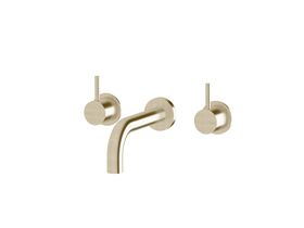 Sussex Scala 25mm Wall Basin Set Curved 160mm LUX PVD Brushed Platinum Gold (3 Star)