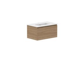Supporting Image - Posh Domaine 750mm Wall Hung Vanity Unit All-Drawer Matte White Ceramic Top