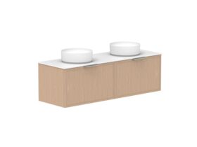 Supporting Image - Kado Lux Slim All Drawer 1500mm Wall Hung Vanity with Double Basin Durasein 12mm Top Blonde Oak