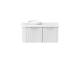 Supporting Image - Kado Neue Fluted Single Curve All Drawer 1050mm Wall Hung Vanity with Left Hand Basin Durasein 50mm Top Ultra White