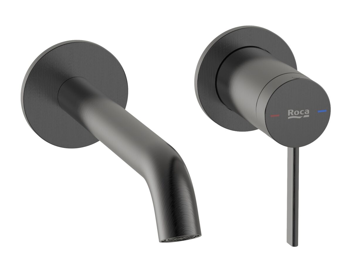 Hero - Roca Ona Wall Basin/Bath Mixer Tap Set Brushed Gunmetal (6 Star) Lead Free