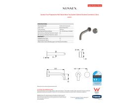 Specification Sheet - Sussex Pure Progressive Wall Basin Mixer Tap System 200mm Brushed Gunmetal (3 Star)