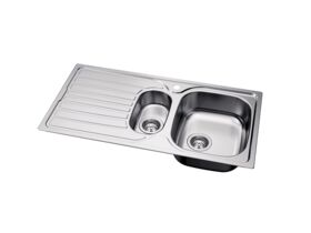 Supporting Image 2 - Posh Bristol 1 & 1/3 Bowl Sink 1 Taphole Right Hand Bowl with Drainer Stainless Steel