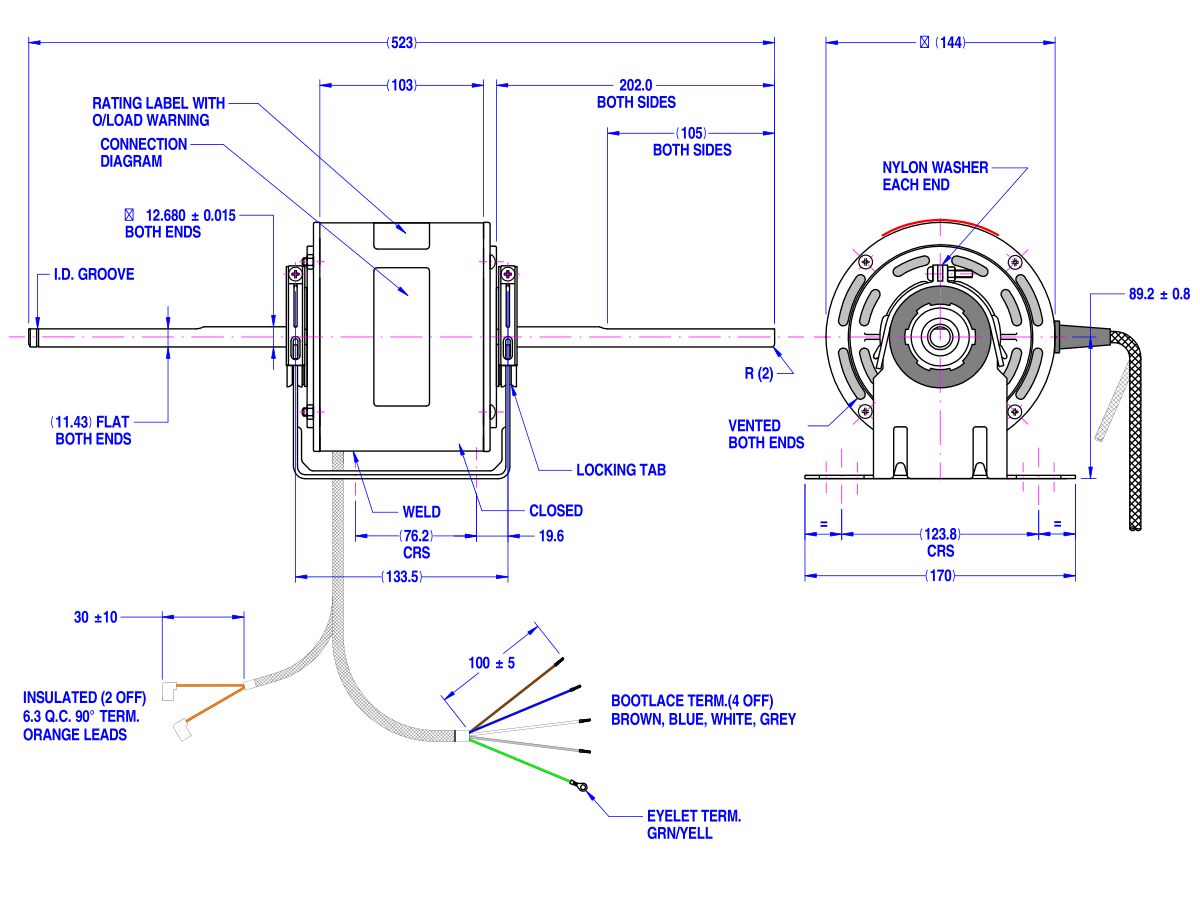 Fasco Fan Motor 240V 3 Speed 200W 8061S004-80
