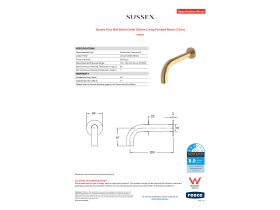 Specification Sheet - Sussex Pure Wall Basin Outlet 200mm Living Tumbled Brass (3 Star)