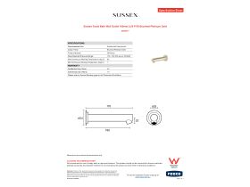 Specification Sheet - Sussex Scala Bath Wall Outlet 160mm LUX PVD Brushed Platinum Gold